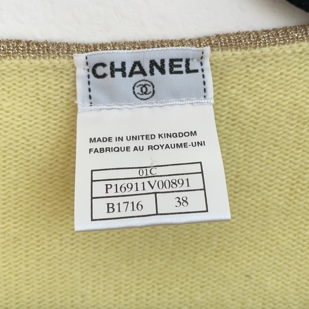 CHANEL vintage Cruise collection 2001 cashmere open front cardigan Yellow 38 - Picture 3 of 11